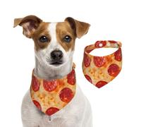 Bandanas d'été pour chiens 3D Pizza Pepperoni - Lavable et réglable - Triangle - Bavoirs mignons pour animaux de compagnie - Pour chiens de taille moyenne et grande - Chiots et chats - Taille M