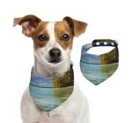 Bandanas d'été pour chiens Aitutaki Lagoon, bandana des îles Cook - Lavable et réglable - Triangle - Bavoirs mignons pour animaux de compagnie - Pour chiens de taille moyenne et grande - Chiots et
