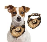 Bandanas d'été pour chiens avec boussole et carte du monde ancien, lavable, réglable, triangulaire, bavoirs mignons pour chiens de taille moyenne et grande taille