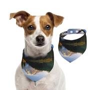 Bandanas d'été pour chiens avec photos de montagne et de lac, bandanas lavables et réglables en forme de triangle pour chiens de taille moyenne et grande taille, chiots et chats, taille L