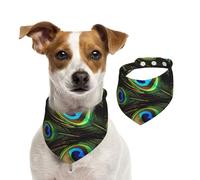 Bandanas d'été pour chiens avec plumes de paon, bandanas lavables et réglables en triangle pour chiens de taille moyenne et grande taille, chiots et chats, taille M