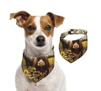 Bandanas d'été pour chiens - Bandana 3D en forme de vache marron - Lavable et réglable - Bavoirs triangulaires mignons pour chiens de taille moyenne et grande - Chiots et chats - Taille S