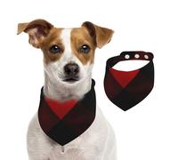 Bandanas d'été pour chiens - Bandana à carreaux rouges et noirs - Lavables et réglables - Bavoirs triangulaires mignons pour chiens de taille moyenne et grande - Chiots et chats - Taille L