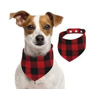 Bandanas d'été pour chiens, bandanas à carreaux de buffle rouge et noir, lavable et réglable, bavoirs triangulaires mignons pour chiens de taille moyenne et grande taille, chiots et chats, taille S