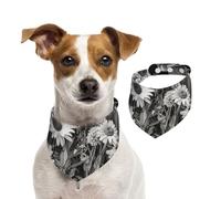 Bandanas d'été pour chiens - Bandanas à fleurs noires et blanches - Lavables et réglables - Bavoirs triangulaires mignons pour chiens de taille moyenne et grande - Chiots et chats - Taille S