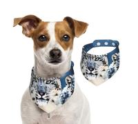 Bandanas d'été pour chiens, bandanas à motif léopard des neiges aux yeux bleus, lavables, réglables, bavoirs triangulaires mignons pour animaux de compagnie pour chiens de taille moyenne et grande