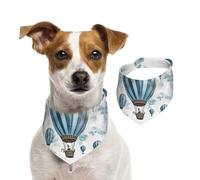 Bandanas d'été pour chiens - Bandanas bleus en forme de montgolfière - Lavables et réglables - Bavoirs triangulaires mignons pour chiens de taille moyenne et grande - Chiots et chats - Taille M