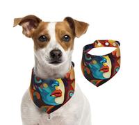 Bandanas d'été pour chiens - Bandanas colorés abstraits - Lavables et réglables - Triangle - Bavoirs mignons pour chiens de taille moyenne et grande - Chiots et chats - Taille L