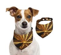 Bandanas d'été pour chiens - Bandanas dorés en forme de cannabis - Lavables et réglables - Bavoirs triangulaires mignons pour chiens de taille moyenne et grande - Chiots et chats - Taille M