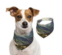 Bandanas d'été pour chiens - Bandanas lavables et réglables - Motif paysage de montagne - Bavoirs triangulaires mignons pour chiens de taille moyenne et grande - Chiots et chats - Taille S