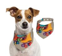 Bandanas d'été pour chiens, bandanas rétro colorés à patins à roulettes pour chien, bandanas lavables et réglables triangulaires pour chiens de taille moyenne et grande taille, chiots et chats de