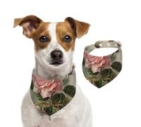 Bandanas d'été pour chiens - Bandanas vintage rose rose pour chien - Lavables et réglables - Écharpe triangulaire mignonne pour chiens de taille moyenne et grande - Chiots et chats - Taille S