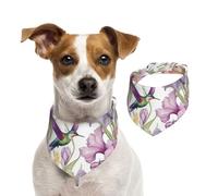 Bandanas d'été pour chiens, colibris et fleurs, bandanas lavables et réglables pour chiens de taille moyenne et grande taille, chiots et chats, taille M
