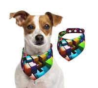 Bandanas d'été pour chiens - Cubes colorés 3D - Lavables et réglables - Bavoirs triangulaires mignons pour chiens de taille moyenne et grande - Chiots et chats - Taille L
