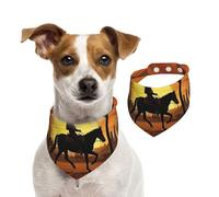 Bandanas d'été pour chiens de cowboy Riding Ranch - Bandana d'été pour chiens - Lavable et réglable - Triangle - Bavoirs mignons pour animaux de compagnie - Pour chiens de taille moyenne et grande