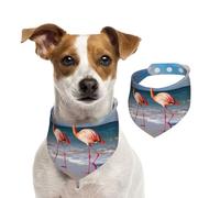 Bandanas d'été pour chiens, flamant rose marchant sur la plage, bandanas lavables et réglables triangulaires pour chiens de taille moyenne et grande taille, chiots et chats de petite taille
