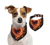 Bandanas d'été pour chiens, fleurs de feu et cœur, bandanas lavables et réglables triangulaires pour chiens de taille moyenne et grande taille, chiots et chats, taille S