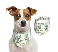 Bandanas d'été pour chiens, fleurs vertes, aquarelle, feuilles et branches de sauge, bandanas lavables et réglables en triangle pour chiens de taille moyenne et grande taille, chiots et chats, de