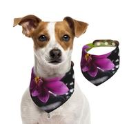 Bandanas d'été pour chiens, fleurs violettes avec pierre noire, bandanas lavables et réglables en forme de triangle pour animaux de compagnie mignons pour chiens de taille moyenne et grande taille