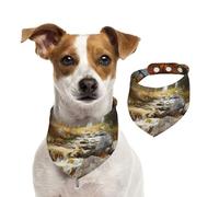 Bandanas d'été pour chiens - Lavable et réglable - Motif peinture de paysage - Bavoirs mignons pour chiens de taille moyenne et grande - Chiots et chats - Taille M