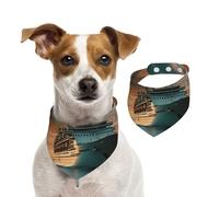 Bandanas d'été pour chiens, motif bateau de croisière, lavables, réglables, triangulaires, bavoirs mignons pour chiens de taille moyenne et grande taille, chiots et chats, taille M
