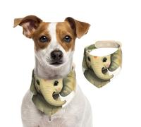 Bandanas d'été pour chiens - Motif éléphant de dessin animé avec peinture de plantes - Bandanas lavables et réglables en triangle - Bavoirs mignons pour chiens de taille moyenne et grande - Chiots et