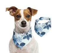 Bandanas d'été pour chiens - Motif floral bleu - 1 bandana lavable et réglable - Triangle - Bavoirs mignons pour animaux de compagnie - Pour chiens de taille moyenne et grande - Chiots et chats