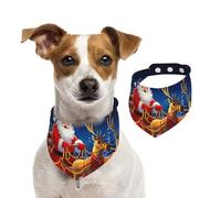 Bandanas d'été pour chiens - Motif Père Noël sur son traîneau - Lavable et réglable - Bavoirs triangulaires mignons pour chiens de taille moyenne et grande - Chiots et chats - Taille S