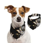 Bandanas d'été pour chiens - Papillons blancs dorés et noirs - 1 bandana lavable et réglable - Bavoirs triangulaires mignons pour animaux de compagnie - Pour chiens de taille moyenne et grande
