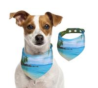 Bandanas d'été pour chiens, plage hawaïenne avec palmiers, bandanas lavables et réglables en triangle pour animaux de compagnie mignons pour chiens de taille moyenne et grande taille, chiots et chats