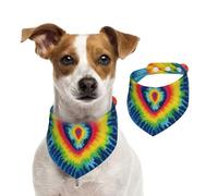 Bandanas d'été teints par nœuds en forme de cœur arc-en-ciel pour chiens, lavables, réglables, bavoirs triangulaires mignons pour chiens de taille moyenne et grande taille, chiots et chats de petite