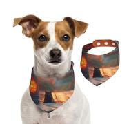 Bandanas double face pour chien The Courtyard at Dusk - Écharpe réversible en coton pour petits et grands chiens - Accessoires imprimés uniques pour chiots