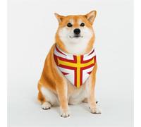 Bandanas élégants pour chien - Motifs pour la Saint-Valentin, les anniversaires et plus encore - Polyester doux - Drapeau des îles de Guernesey - Taille L