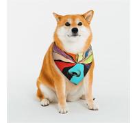 Bandanas élégants pour chien - Motifs pour la Saint-Valentin, les anniversaires et plus encore - Vêtements pour animaux de compagnie en polyester doux, art abstrait, visage dans un disque - Taille M