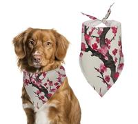 Bandanas en fleurs pour chien motif cerisier pour nourrir et toiletter, bavoirs triangulaires lavables pour animaux domestiques pour chats et chiens