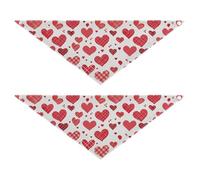 Bandanas en forme de cœur à carreaux de buffle pour la Saint-Valentin pour chien, foulard à bouton-pression, mouchoir mignon pour animaux de compagnie, accessoires de vacances décoratifs pour chiens