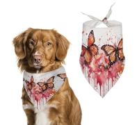 Bandanas en forme de papillon à l'aquarelle pour chien pour nourrir et toiletter - Bavoirs triangulaires lavables pour animaux domestiques - Écharpe pour chats et chiens