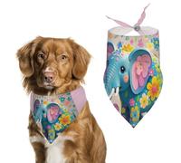 Bandanas en forme d'éléphant de dessin animé pour chien et chat - Motif floral et dessin animé
