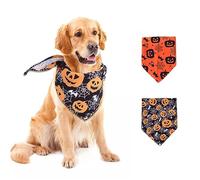 Bandanas for chien d'Halloween 2 pièces, Bandana for chien citrouille, écharpe d'enchère Riangle for chien d'automne, ensemble de foulards de vacances for animaux de compagnie citrouille fantôme migno