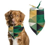 Bandanas géométriques noirs verts et dorés en coton doux lavable au quotidien en été durable pour chiens et chats de petite, moyenne et grande taille