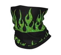 Bandanas Multifonctionnels Vert de Scintillement des Flammes Bandana Cou Guêtre pour le Ski de Chasse Hommes Femmes Écharpe Foulard Vintage Feu Esthétique Cagoule Chaude