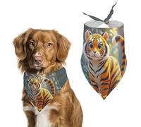 Bandanas orange à rayures tigrées pour nourrir et toiletter, bavoirs triangulaires lavables pour animaux domestiques pour chats et chiens