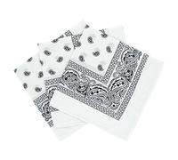 Bandanas paisley lot de 3 - Foulard coton motif cachemire, accessoire cheveux tendance - Blanc - Taille Unique