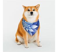 Bandanas pour chien à fleurs abstraites bleues - Grande écharpe triangulaire réglable - Double écharpe réversible lavable - Mouchoir quotidien pour chien de taille moyenne et grande - Cadeau