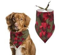 Bandanas pour chien à fleurs rouges pour nourrir et toiletter, bavoirs triangulaires lavables pour animaux domestiques pour chats et chiens