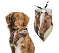 Bandanas pour chien avec adorable imprimé cheval - Bavoirs pour chien lavables en polyester - Bandana triangulaire pour chiens de petite, moyenne et grande taille