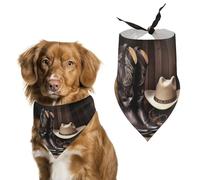 Bandanas pour chien avec chapeau de cowboy noir bottes occidentales imprimées bavoirs pour chien en polyester lavable mouchoir écharpe triangle bandana pour chiens de petite, moyenne et grande taille