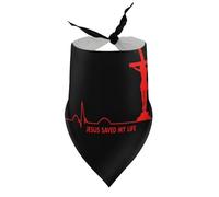 Bandanas pour Chien avec Croix et Battement de cœur, Motif Jésus Qui m'a sauvé la Vie, Bavoir à col en V, écharpe Triangulaire Ajustable, Accessoires pour Chiots et Chats de Petite, Moyenne et Grande
