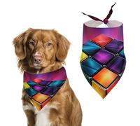 Bandanas pour chien avec cube magique imprimé puzzle bavoirs pour chien lavables en polyester mouchoir écharpe bandana triangle pour chiens de petite, moyenne et grande taille