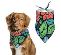 Bandanas pour chien avec feuilles vertes graffiti art imprimé bavoirs pour chien en polyester lavable mouchoir écharpe triangle bandana pour chiens de petite, moyenne et grande taille